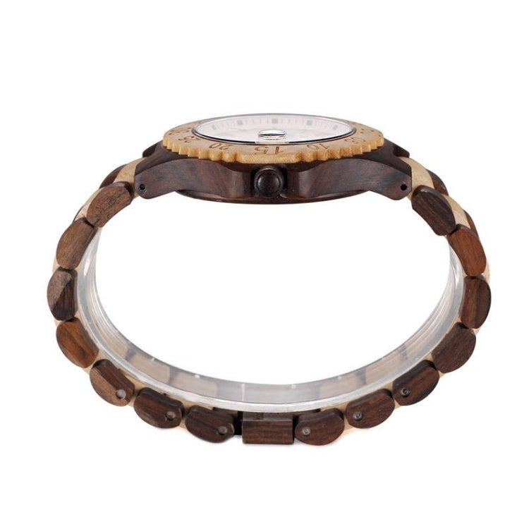 BEWELL 2541 Calendar Display Gear Case Design Sanders Men Quartz Watch with Maple Band(White)