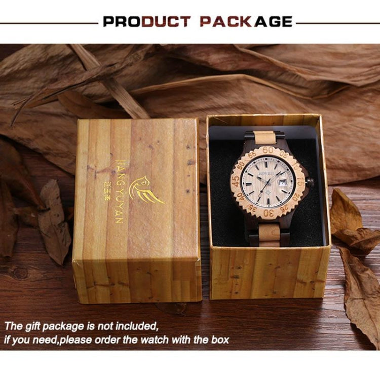 BEWELL 2541 Calendar Display Gear Case Design Sanders Men Quartz Watch with Maple Band(White)