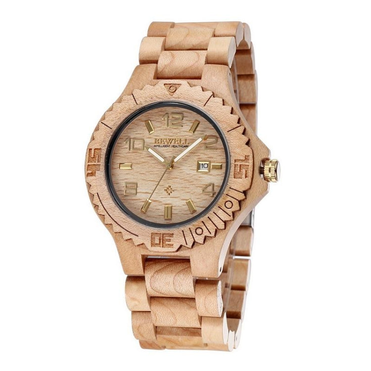 BEWELL 2544 Calendar Display Unique Maple Men Quartz Watch with Maple Band