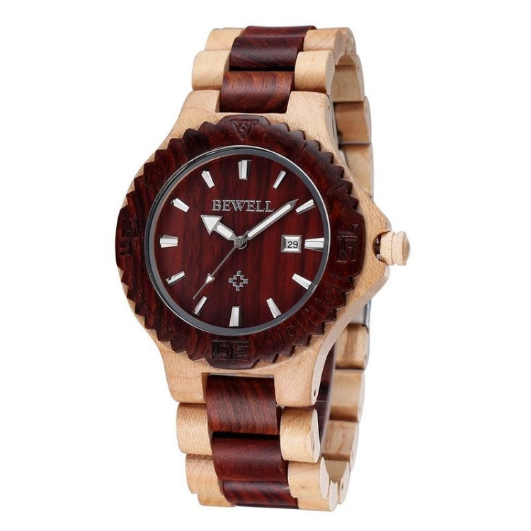 BEWELL 2544 Calendar Display Unique Maple Men Quartz Watch with Maple Band