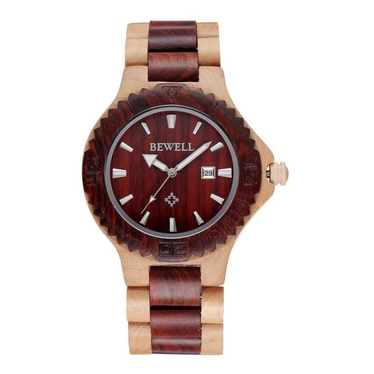 BEWELL 2544 Calendar Display Unique Maple Men Quartz Watch with Maple Band