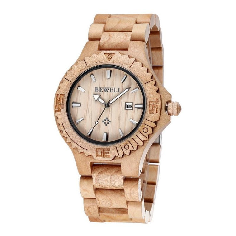 BEWELL 2544 Calendar Display Unique Maple Men Quartz Watch with Maple Band