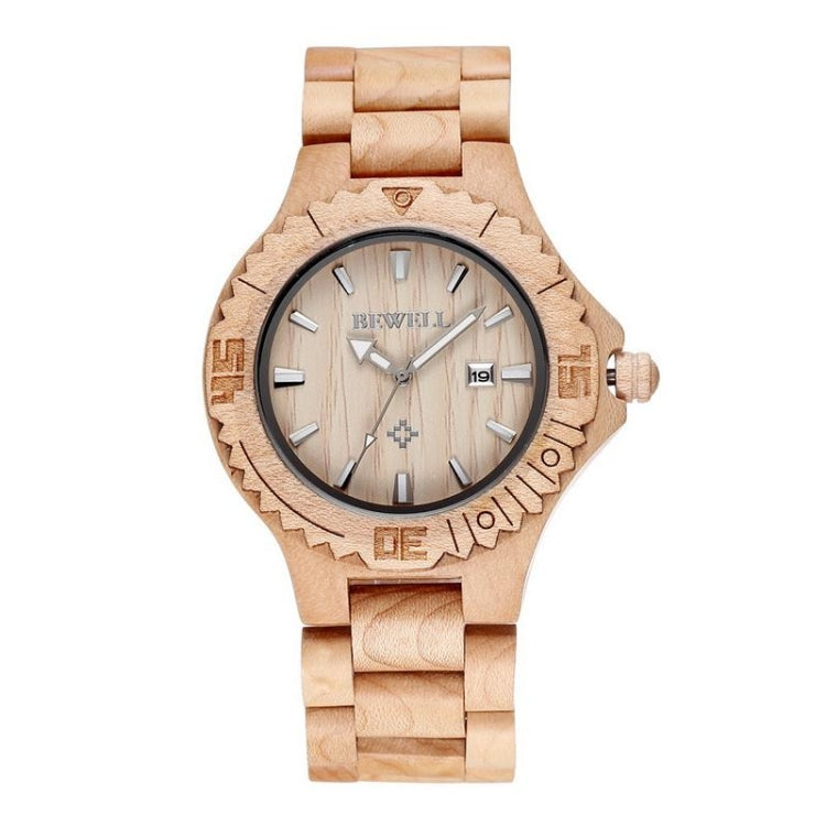 BEWELL 2544 Calendar Display Unique Maple Men Quartz Watch with Maple Band