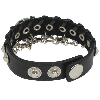 Leather Strap Snap Fastener Adjustable Bracelet Heart Shape Watch