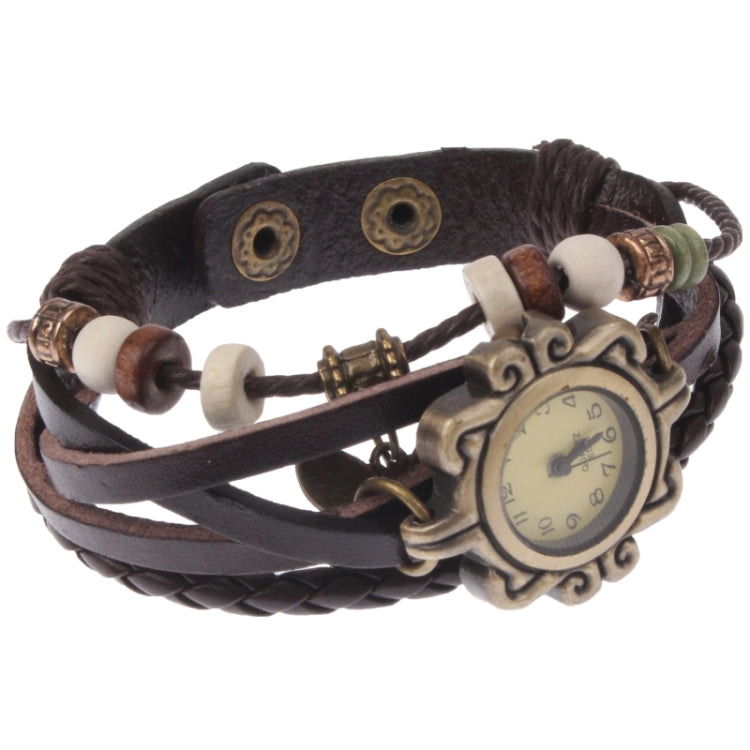 Retro Quartz Watch Wrist Watch with PU Leather Strap & Butterfly Style Pendant