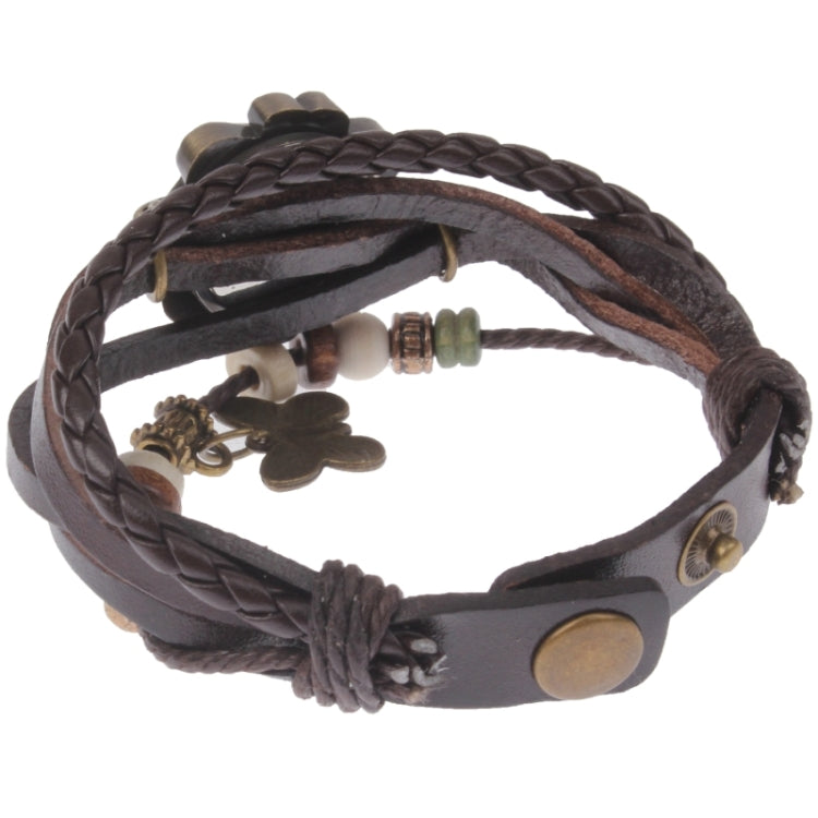 Retro Quartz Watch Wrist Watch with PU Leather Strap & Butterfly Style Pendant