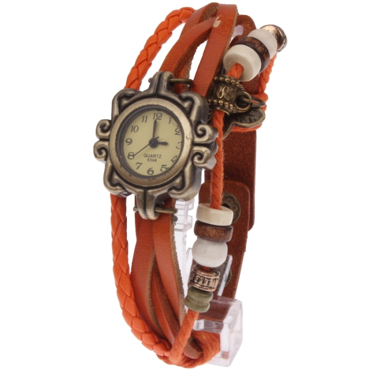 Retro Quartz Watch Wrist Watch with PU Leather Strap & Butterfly Style Pendant