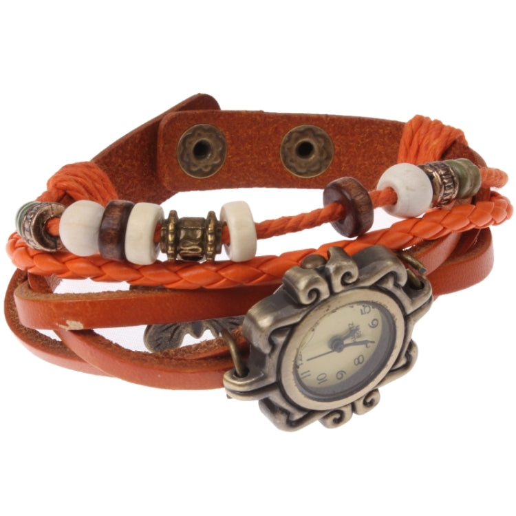Retro Quartz Watch Wrist Watch with PU Leather Strap & Butterfly Style Pendant
