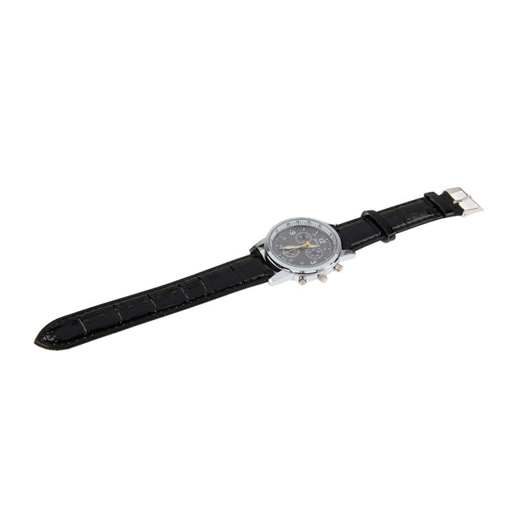 Luminous Round Dial 3 Decoration Dials Unisex Quartz Watch with PU Leather Band