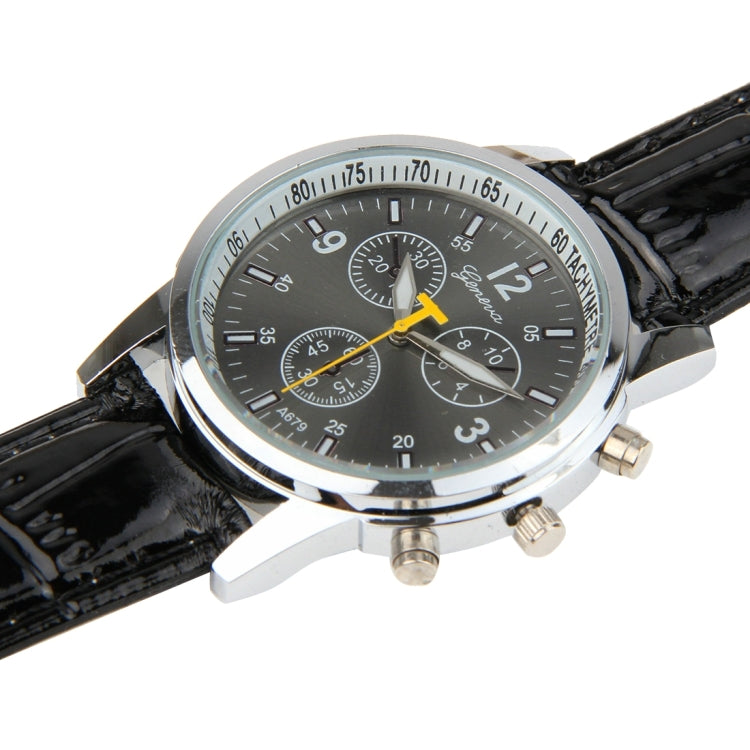 Luminous Round Dial 3 Decoration Dials Unisex Quartz Watch with PU Leather Band