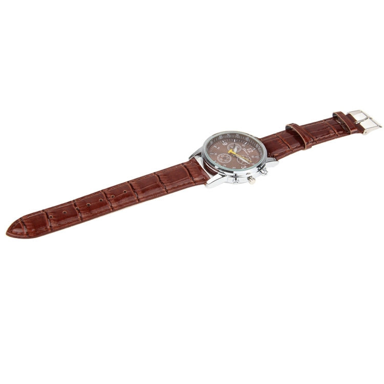 Luminous Round Dial 3 Decoration Dials Unisex Quartz Watch with PU Leather Band