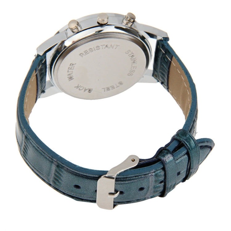 Luminous Round Dial 3 Decoration Dials Unisex Quartz Watch with PU Leather Band