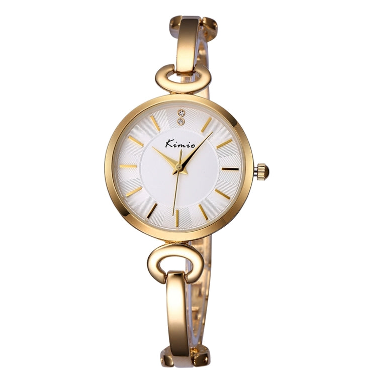 Kimio 3791 Fashionable Quartz Watch Wrist Watch Dress Watch Chain Watch with Alloy Band & Alloy Case & Bracelet Clasp for Women(Golden Band + White Dial)