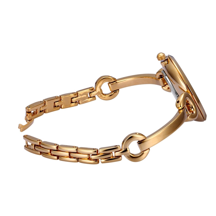 Kimio 3791 Fashionable Quartz Watch Wrist Watch Dress Watch Chain Watch with Alloy Band & Alloy Case & Bracelet Clasp for Women(Golden Band + White Dial)