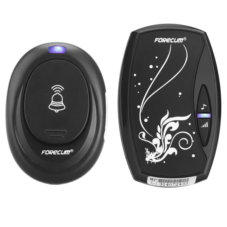 Forecum 6 Waterproof Wireless Smart Doorbell with EU Plug Single Receiver, Waterproof Level: IPX3(Black)