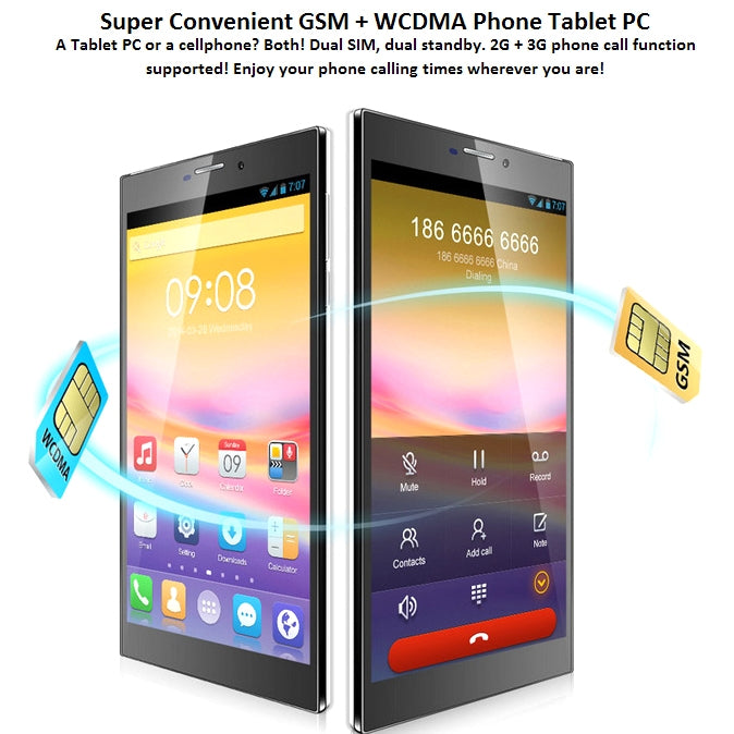 JXD P863 Tablet PC 8GB, 6.95 inch Android 4.2.2 3G Phone Call, RAM: 1GB, Dual SIM, GPS(White)