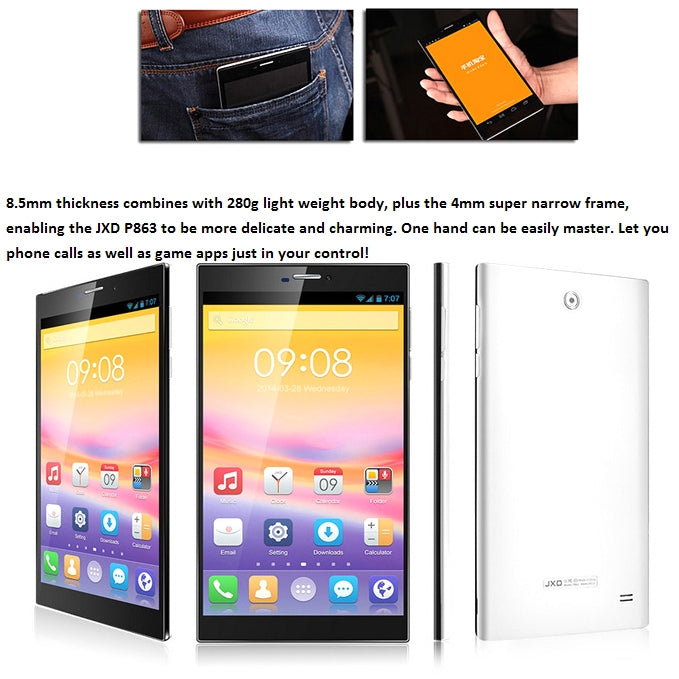 JXD P863 Tablet PC 8GB, 6.95 inch Android 4.2.2 3G Phone Call, RAM: 1GB, Dual SIM, GPS(White)
