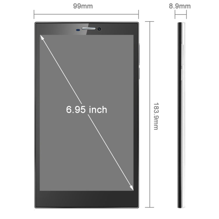 JXD P863 Tablet PC 8GB, 6.95 inch Android 4.2.2 3G Phone Call, RAM: 1GB, Dual SIM, GPS(White)