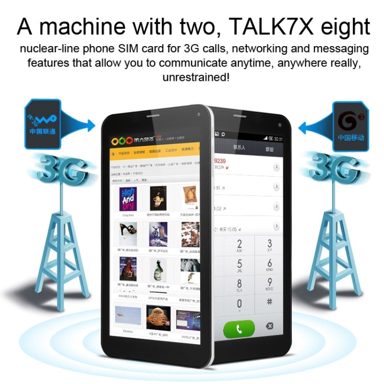 Cube Talk7X U51GT-C8 Tablet PC 8GB, 7.0 Inch Android 4.4.2 3G Phone Call, CPU: MTK8392 Octa Core 2.0GHz, RAM: 1GB, GPS(White)