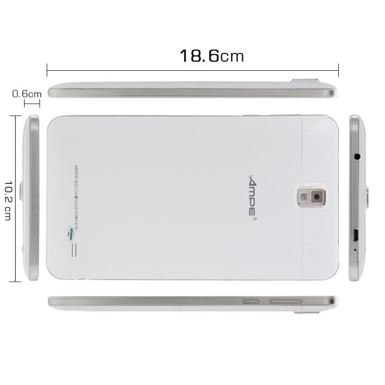 Ampe A695, 6.95 inch, 1GB+8GB, 3G Phone Call, Android 4.4, MTK8382 Quad Core 1.3GHz, GPS, WiFi, OTG, Bluetooth, FM(White)