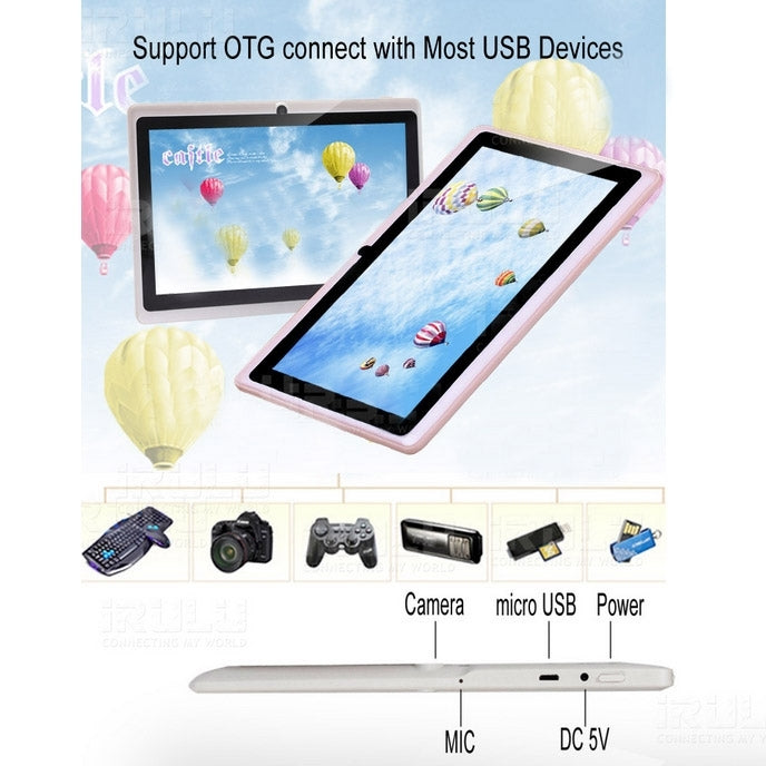 Tablet PC 7.0 inch, 1GB+16GB, Android 4.0, Allwinner A33 Quad Core 1.5GHz, WiFi, Bluetooth, OTG, G-sensor