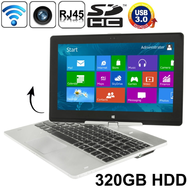 11.6 inch Windows 8 Netbook PC 320GB, CPU: Intel Celeron 1037U, 1.8GHz, RAM: 2GB(Silver)