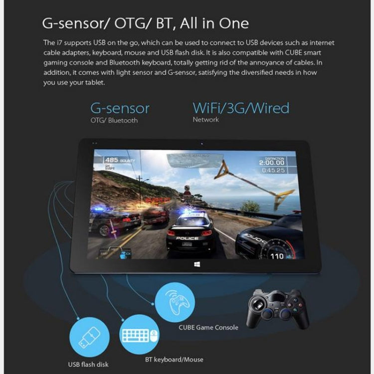 Cube i7 Tablet PC 128GB, Network: 4G, 11.6 inch Windows 10, Intel Core-M 5Y10C Dual-core, RAM: 4GB, Bluetooth V4.0, with Keyboard
