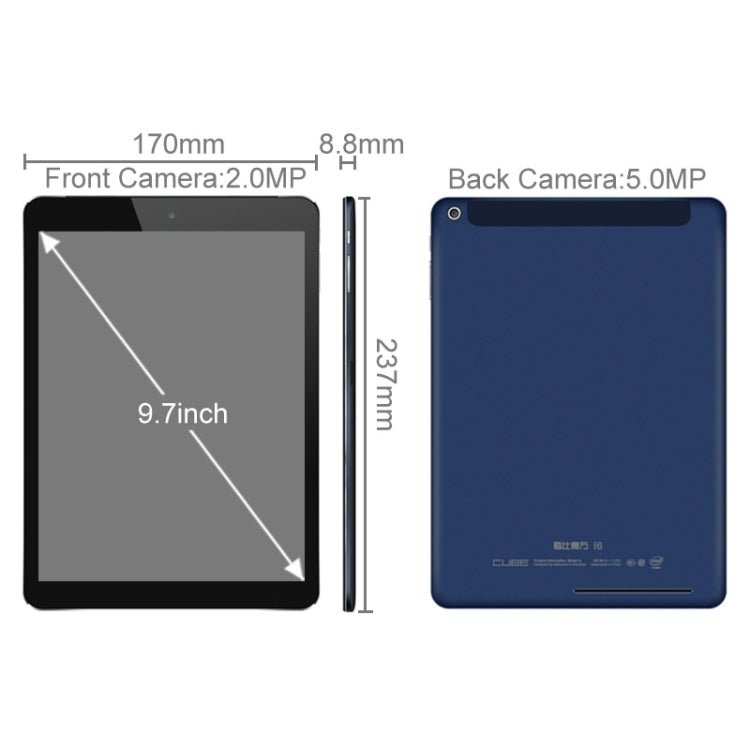 Cube I6 Dual OS, 2GB+32GB, 9.7 inch Windows 8.1 & Android 4.4.2 Intel Z3735F 64bit Quad-core 1.33-1.8GHz, 3G Phone Call, GPS
