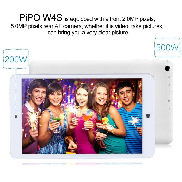 PiPo W4S Dual OS, 2GB+64GB, 8.0 inch Windows 8.1 & Android 4.4 Z3735F Quad Core, WiFi, BT, HDMI(Black)