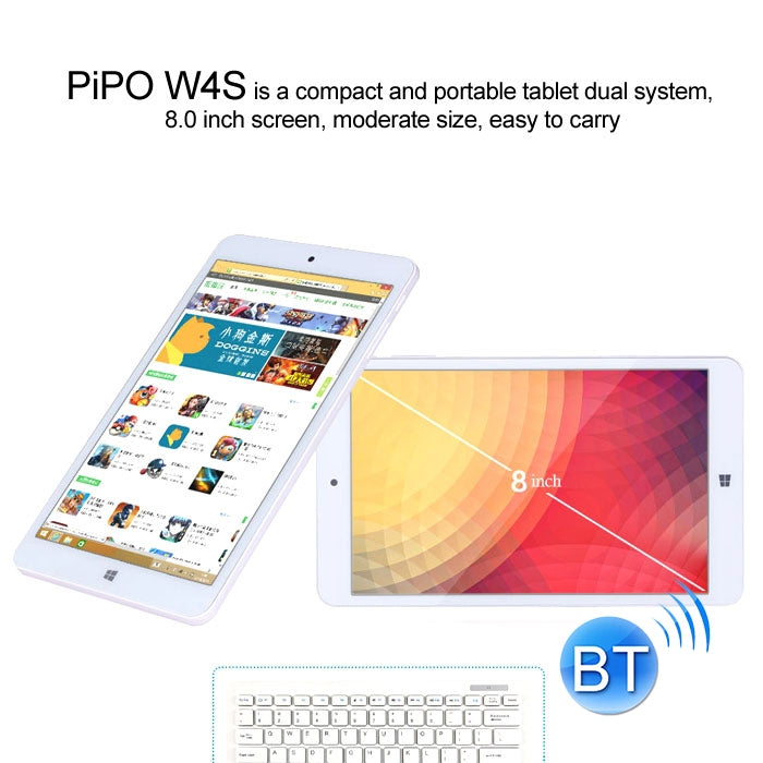 PiPo W4S Dual OS, 2GB+64GB, 8.0 inch Windows 8.1 & Android 4.4 Z3735F Quad Core, WiFi, BT, HDMI(Black)
