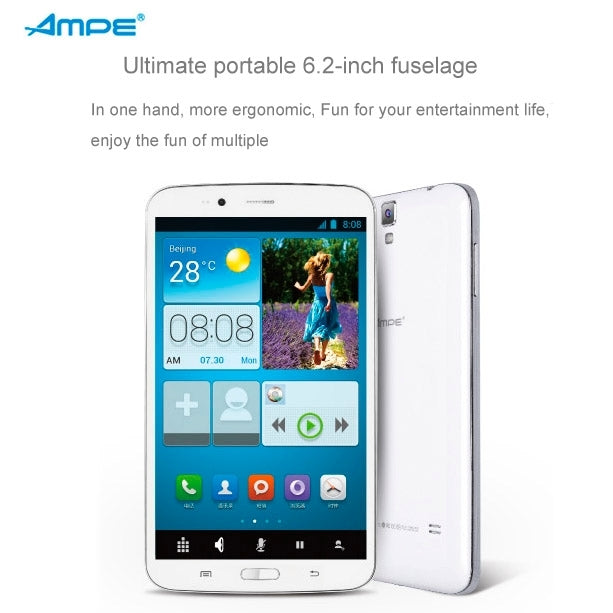 AMPE A62 Tablet PC 8GB, 6.2 inch Android 4.2, Dual SIM / 3G Phone / GPS(White)