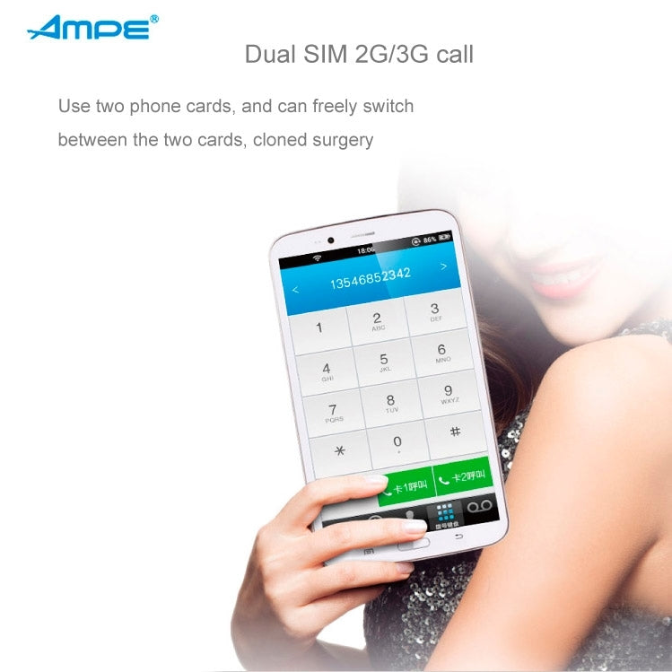 AMPE A62 Tablet PC 8GB, 6.2 inch Android 4.2, Dual SIM / 3G Phone / GPS(White)