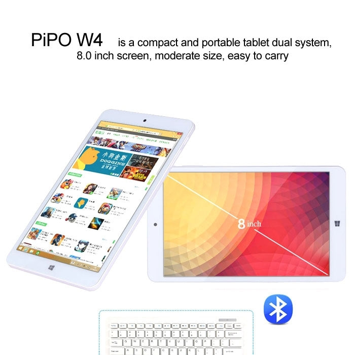 PiPo W4 Dual OS, 2GB+32GB, 8.0 inch Windows 10 & Android 4.4 Intel Z3735F Quad Core, BT, WiFi, HDMI(Black)