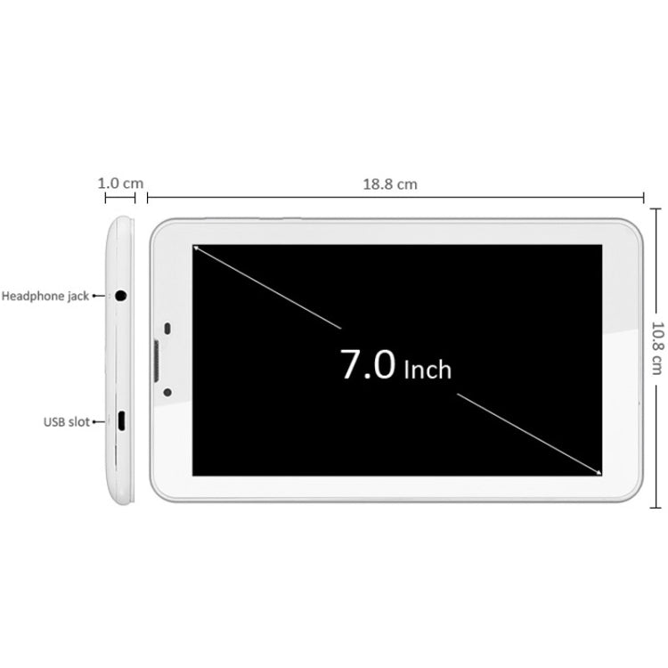 SOSOON X700 Tablet PC 8GB, 7 inch Android 5.0, MTK8735 Quad Core 1.3GHz, RAM: 1GB, Dual SIM,  GPS(White)