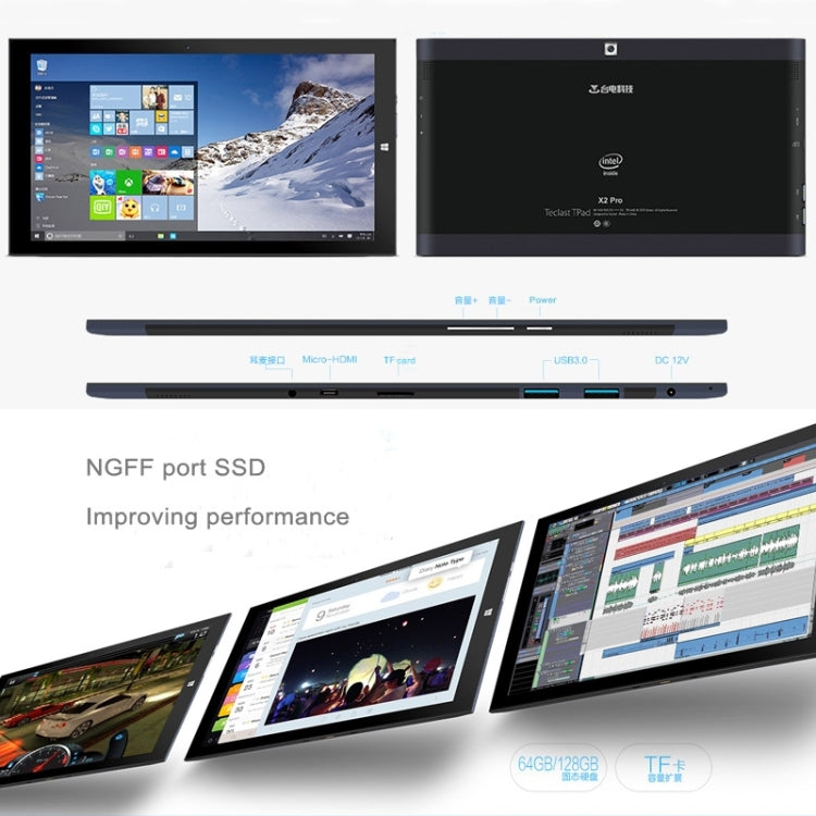 Teclast X2 Pro, 4GB+64GB, 11.6 inch Windows10, Intel Core M 5Y10C Dual Core, USB 3.0, WiFi, BT, HDMI(Black)
