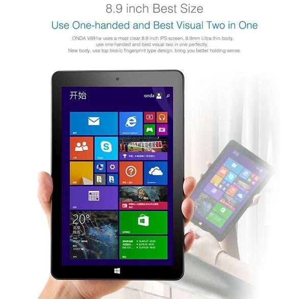 ONDA V891w Windows 8.1 & Android 4.4 Tablet 64GB, 8.9 inch, CPU: Intel Z3735F X86 64Bit Quad Core 1.33-1.83GHz, RAM: 2GB, CE FCC ROHS WEEE Certification(White)