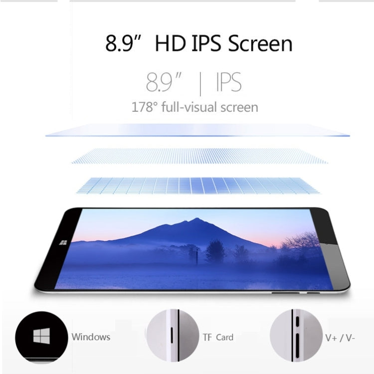 ONDA V891 Dual OS, 2GB+32GB, 8.9 inch, Windows 10 & Android 4.4 Intel Z3735F X86 64Bit Quad Core 1.33-1.83GHz, CE FCC ROHS WEEE Certification(White)