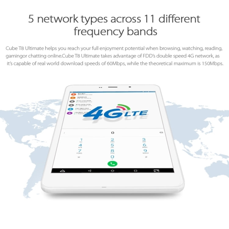 Cube T8 Plus, 8 inch,  2GB+16GB, Android 5.1 4G Phone Call, MT8783 Octa Core 1.3GHz, Dual SIM, GPS(Silver)