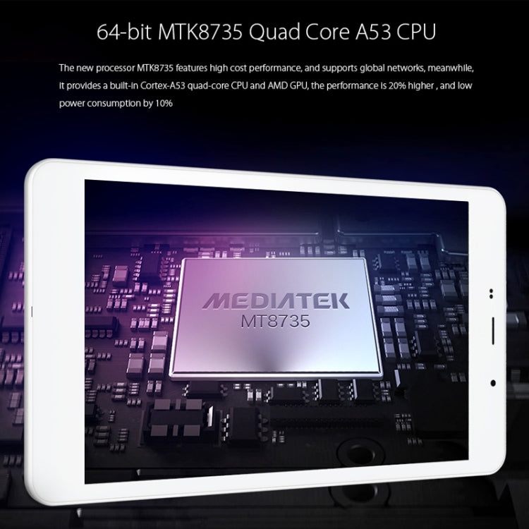 Cube T8 Tablet PC 8GB, 8 inch Android 5.1 4G Phone Call, MT8735 Quad Core 1.3GHz, RAM: 1GB, Dual SIM, GPS(Silver)