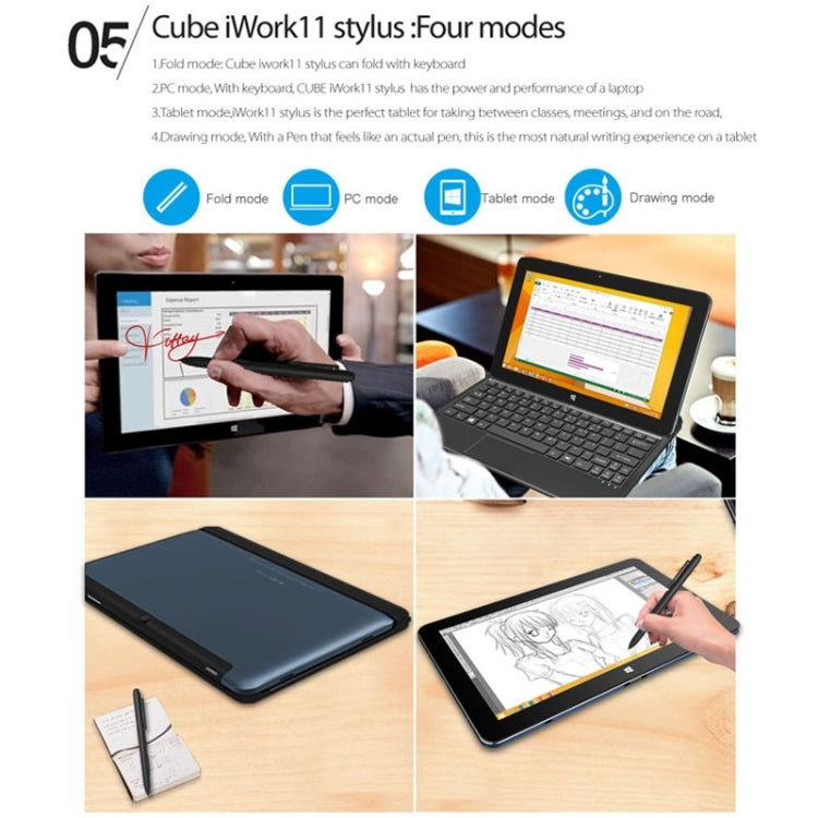 Cube iWork11 Stylus/ i8 T Dual OS, 10.6 inch, 64GB, Windows 10 & Android 5.1, Intel Atom x5-Z8300 Quad Core 1.44-1.8GHz, RAM: 4GB(Dark Blue)