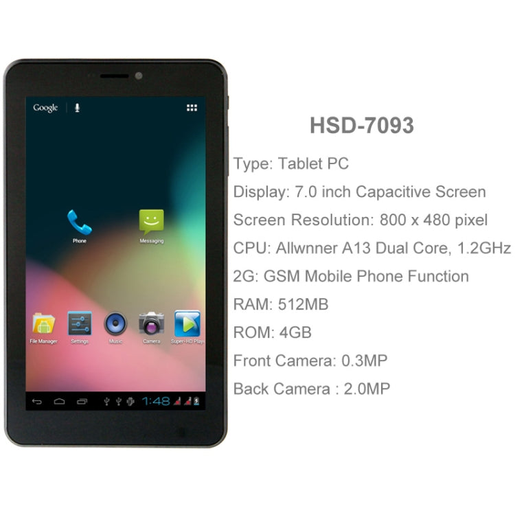 7.0 inch Android 4.0.4 Tablet PC, Dual SIM