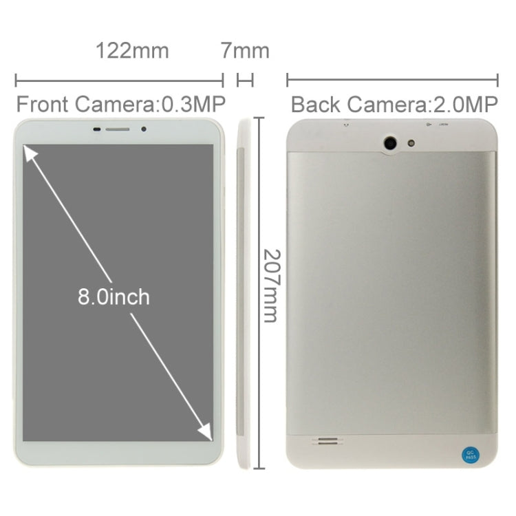 AM820 Tablet PC 16GB, 8.0 inch Android 4.4 with 3G Phone Function, CPU: MTK8392 Quad Core, RAM: 1GB(White)