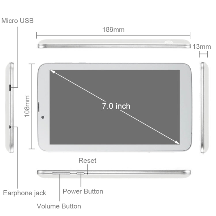 Ampe A77 Tablet PC, 7.0 inch Android 4.0(White)