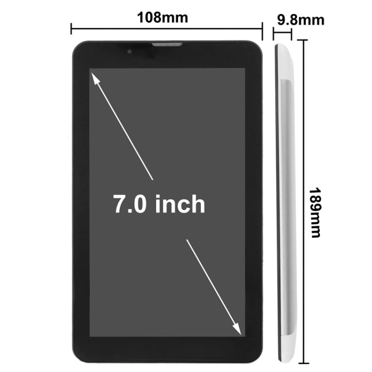 7.0 inch Android 4.1 Tablet PC, 512MB+4GB, MD700, 3G Mobile Phone Function, Dual SIM, CPU: MTK8312, 1.2GHz(Silver)