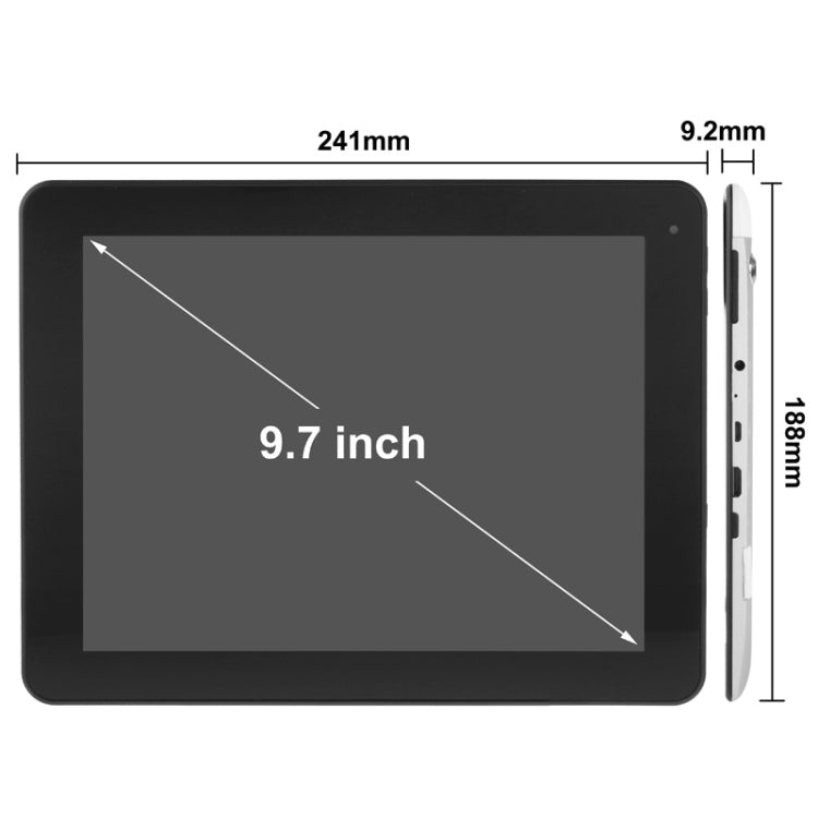 9.7 inch Android 4.2 Tablet PC 8GB, 3G Mobile Phone Function, Analog TV, Dual SIM, CPU: MTK8389 Quad Core, 1.2GHz, RAM: 1GB(Silver)