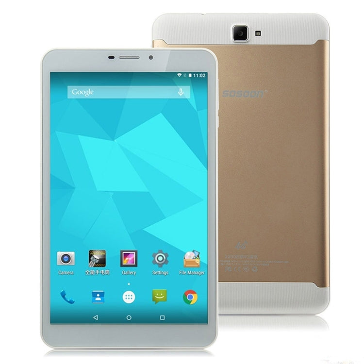 Sosoon X800 Tablet PC 8GB, 8 inch Android 5.1 4G Phone Call, MT8735 Quad Core 1.3GHz, RAM: 1GB, GPS(Gold)