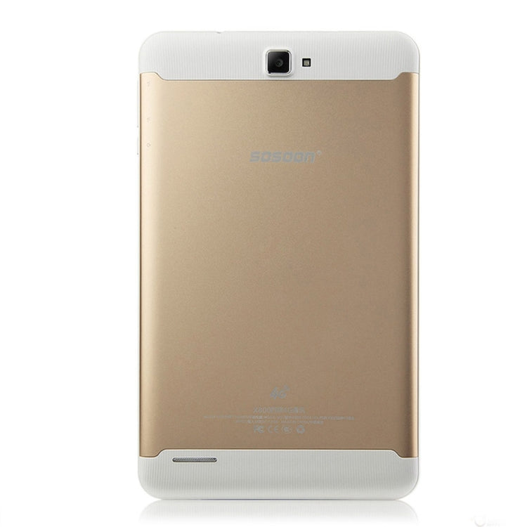 Sosoon X800 Tablet PC 8GB, 8 inch Android 5.1 4G Phone Call, MT8735 Quad Core 1.3GHz, RAM: 1GB, GPS(Gold)