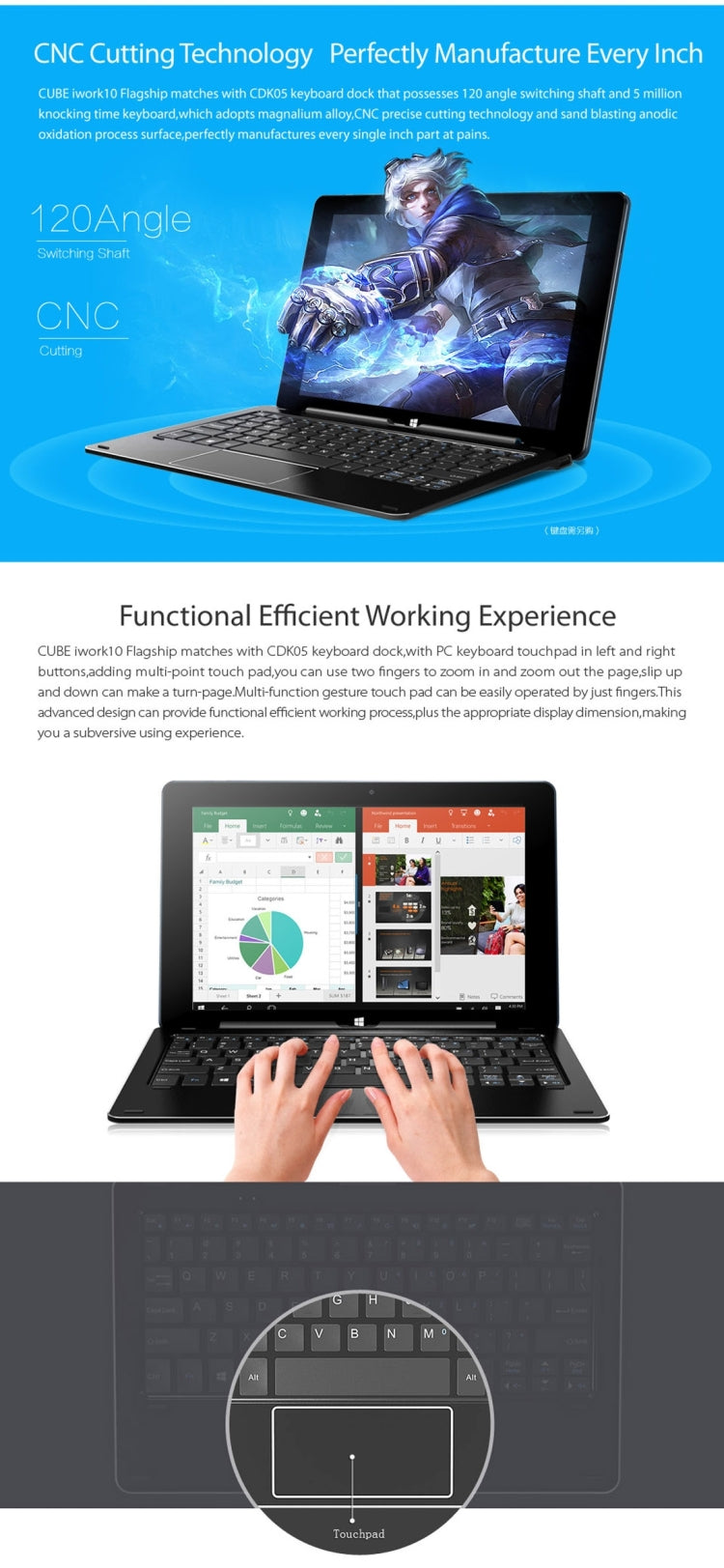 CUBE i15 iwork10 Flagship Dual OS, 10.1 inch, 4GB+64GB, Windows 10 & Android 5.1, Intel Cherry Trail Z8350 Quad-core 1.44-1.8GHz