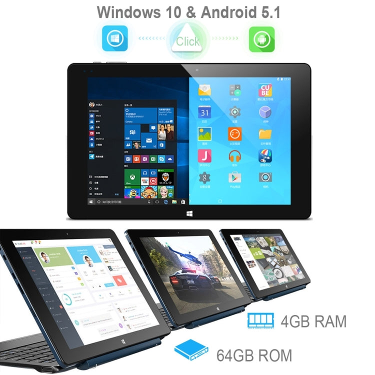 CUBE i15 iwork10 Flagship Dual OS, 10.1 inch, 4GB+64GB, Windows 10 & Android 5.1, Intel Cherry Trail Z8350 Quad-core 1.44-1.8GHz
