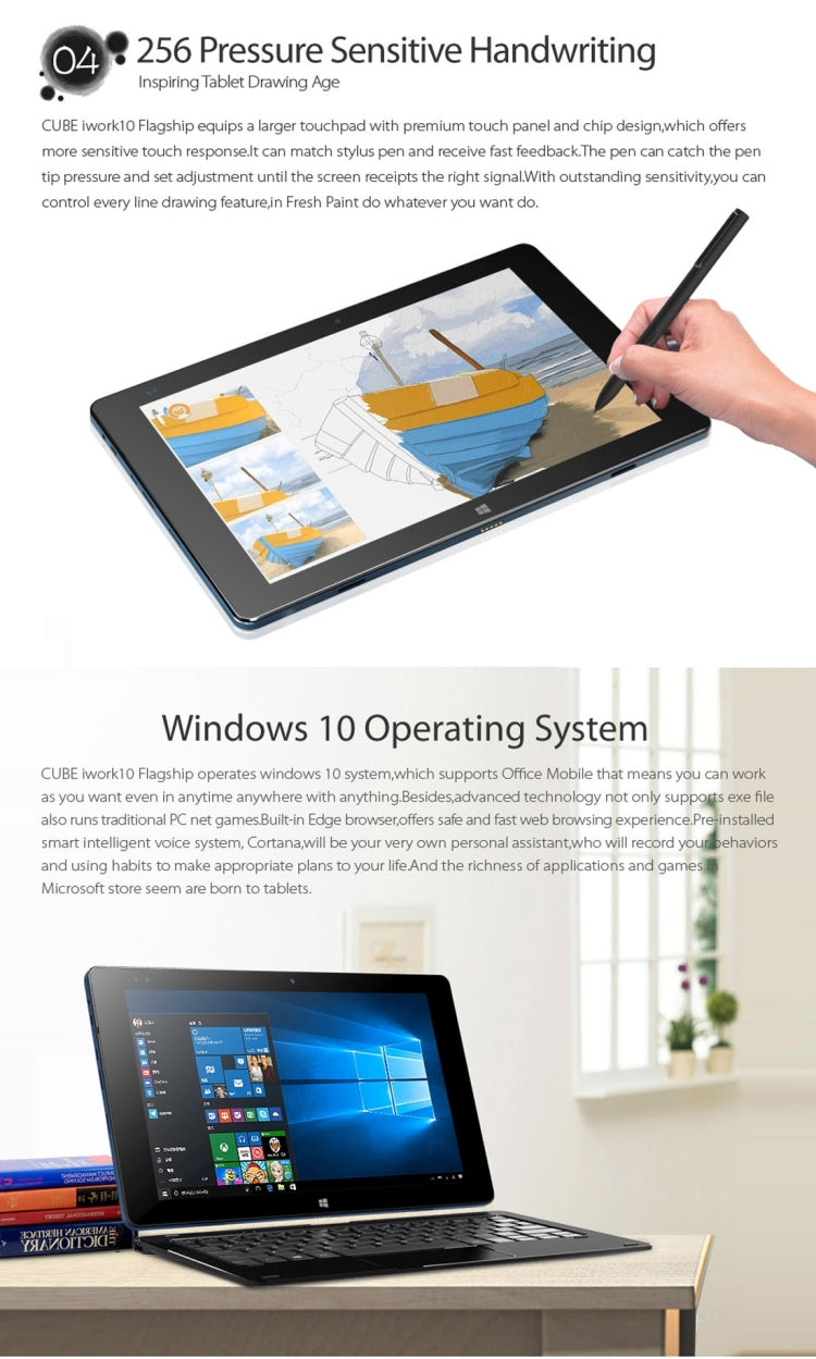 CUBE i15 iwork10 Flagship Dual OS, 10.1 inch, 4GB+64GB, Windows 10 & Android 5.1, Intel Cherry Trail Z8350 Quad-core 1.44-1.8GHz